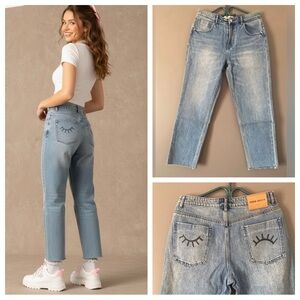 Y2K Miss Sixty Wink Jeans NWT Rare Eyelash Print Coquette